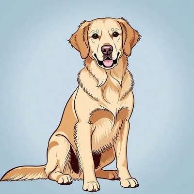 Golden Retriever sitting illustration