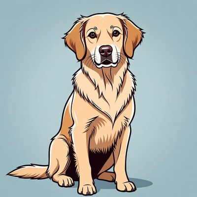 Golden Retriever sitting illustration