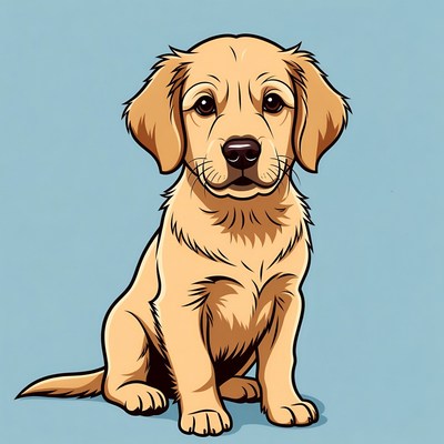 Cute Golden Retriever Puppy Illustration