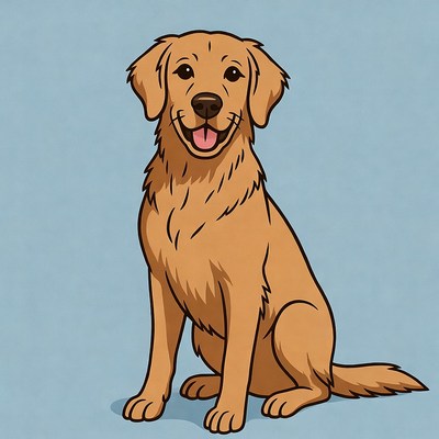 Golden Retriever sitting illustration
