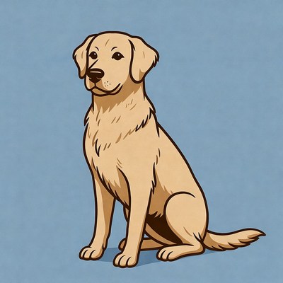 Golden Retriever sitting illustration