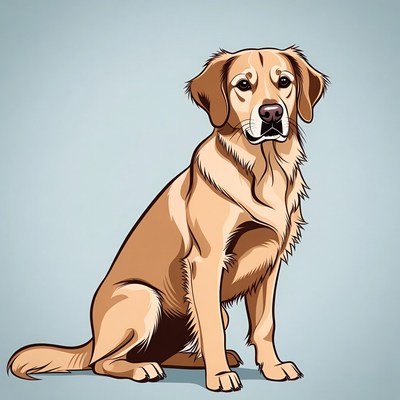 Golden Retriever sitting illustration