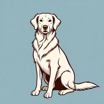Golden Retriever sitting illustration