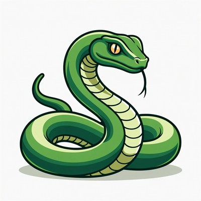 Green Snake Cartoon Illustration