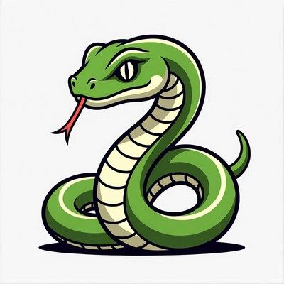 Green Cartoon Snake Coiled