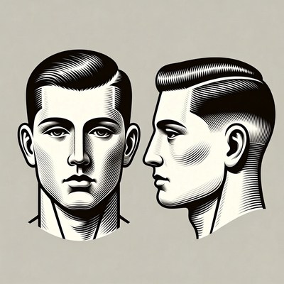 Man's Profile and Front Portrait Illustration