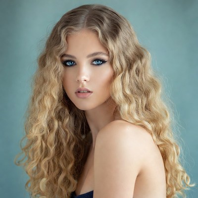 Beautiful woman with wavy blonde hair