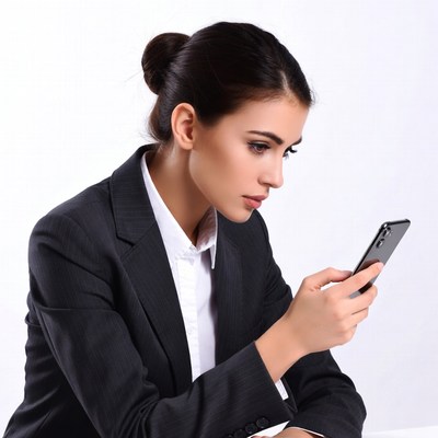 Business woman checking phone