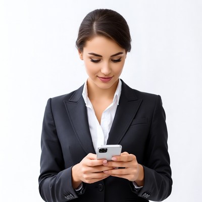 Business woman checking phone