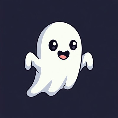 Cute cartoon ghost smiling