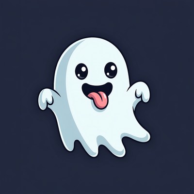 Cute cartoon ghost sticking tongue out
