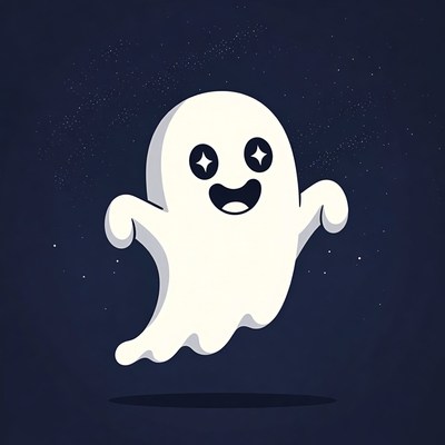 Cute cartoon ghost floating