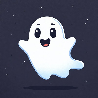 Cute cartoon ghost smiling