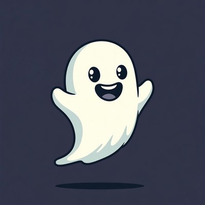 Cute cartoon ghost smiling
