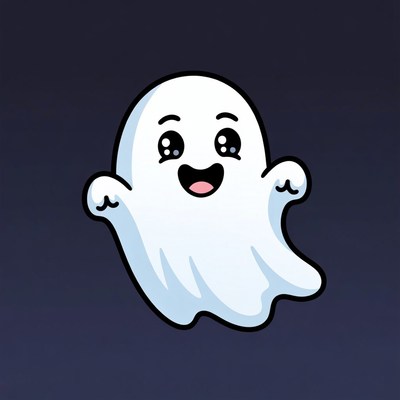 Cute cartoon ghost smiling