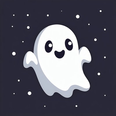 Cute cartoon ghost smiling