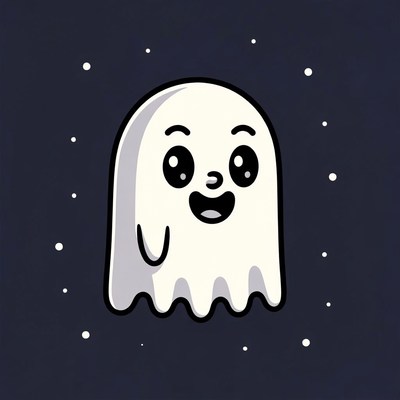 Cute cartoon ghost smiling