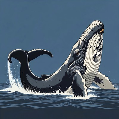 Humpback whale breaching ocean