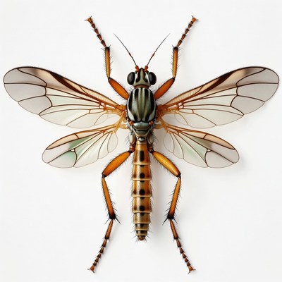 Robber Fly Illustration on White
