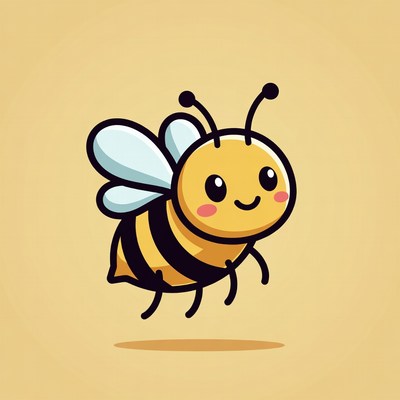 Cute cartoon bee flying