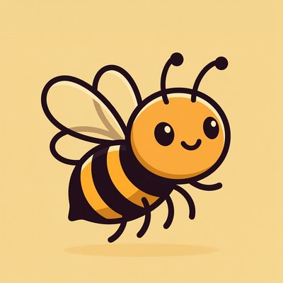 Cute cartoon bee flying