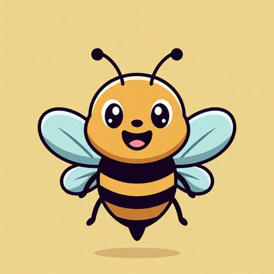 Cute Cartoon Bee Flying