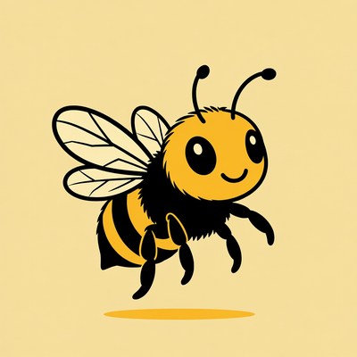 Cute cartoon bee flying