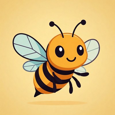 Cute cartoon bee flying