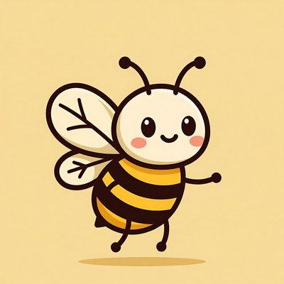 Cute cartoon bee flying