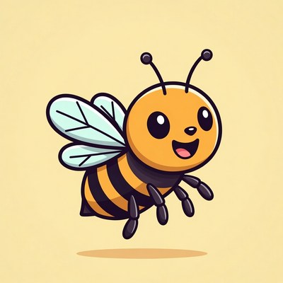 Cute cartoon bee flying