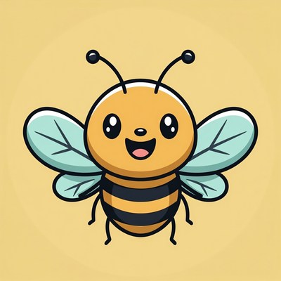 Cute cartoon smiling bee