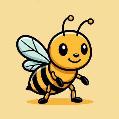 Cute cartoon bee walking