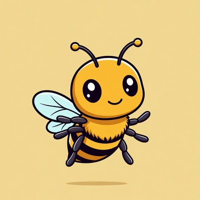 Cute cartoon bee flying
