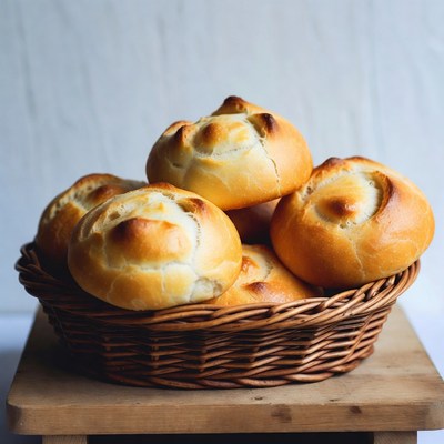 Fresh bread rolls in basket