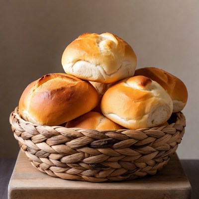 Fresh bread rolls in basket