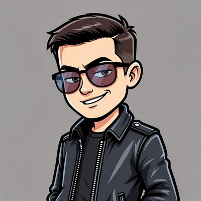 Cartoon man in sunglasses and leather jacket