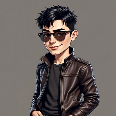 Young man in leather jacket and sunglasses