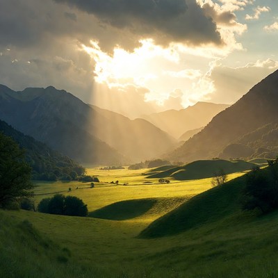 Sun Rays over Green Mountain Valley
