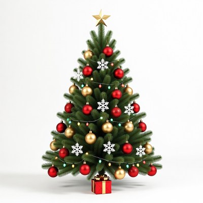 Decorated Christmas Tree with Gift