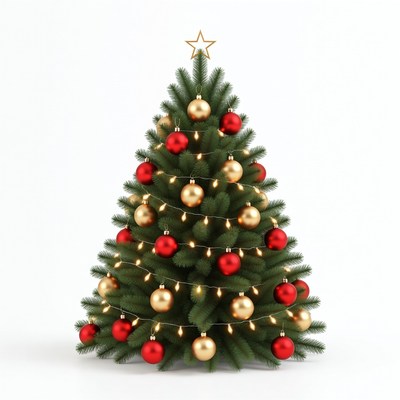 Christmas tree with red gold ornaments