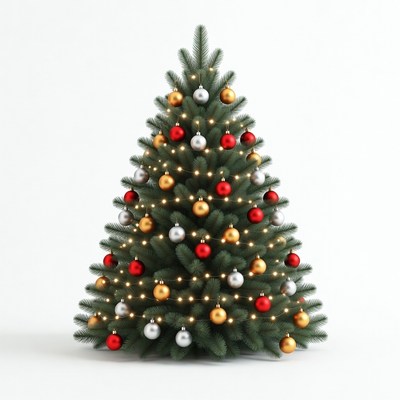 Decorated Christmas Tree with Lights