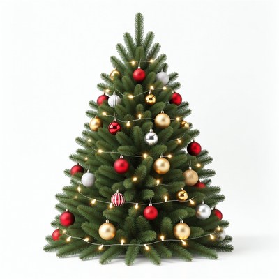 Decorated Christmas Tree with Lights