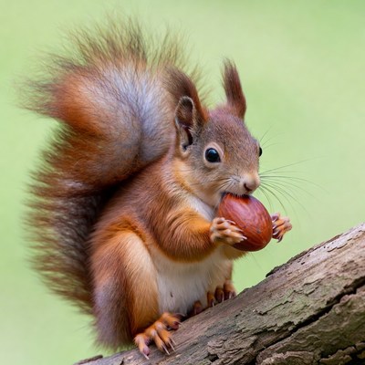 Red Squirrel Eating Acorn