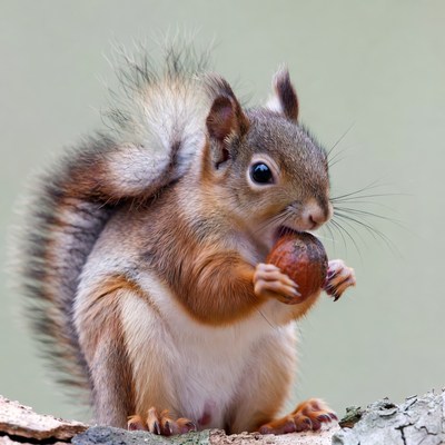 Squirrel eating acorn