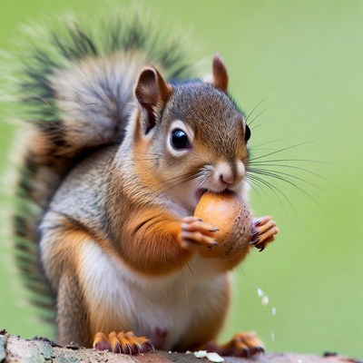 Squirrel eating acorn
