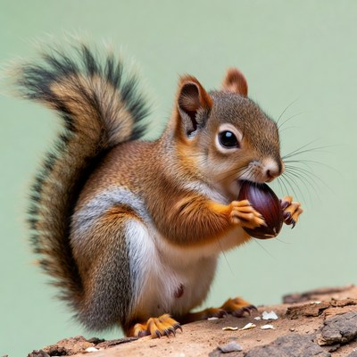 Squirrel eating acorn