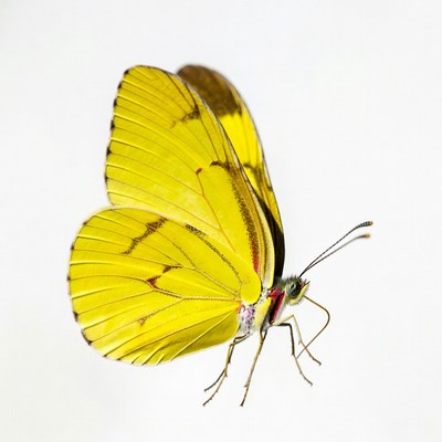 Yellow Butterfly on White Background