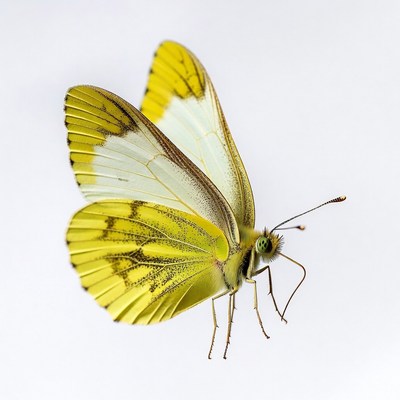 Yellow butterfly on white background