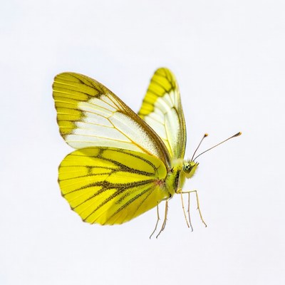 Yellow butterfly on white background