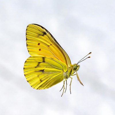 Yellow Butterfly on White Background